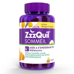 ZzzQuil Sommeil 60 Gummies Arôme Mangue Banane - Complément alimentaire pour le sommeil, aide à s'endormir vite