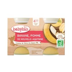 Babybio Petit Pot Banane Pomme 4 mois - 2 x 130g