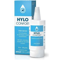 Hylo Confort Collyre Hydratant 10ml - 300 gouttes, hydratation de l'oeil, compatible lentilles de contact