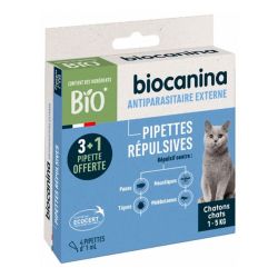 Biocanina Pipettes Répulsives - Chats de 1 à 5kg - 4 Pipettes