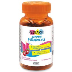 Pediakid Gommes Vitamine D3 60 Gommes en forme d'oursons, arôme fraise