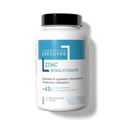Laboratoires Lescuyer Zinc Bisglycinate Système Immunitaire, Peau & Stress Oxydant - 60 Comprimés