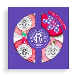 Roger & Gallet Coffret Trio Savons Bienfaisants + Boîte à Savon OFFERTE - Fleur de Figuier, Gingembre Rouge et Rose