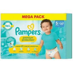Pampers Premium Protection Taille 5 / 11-16kg - 82 Couches Mega Pack