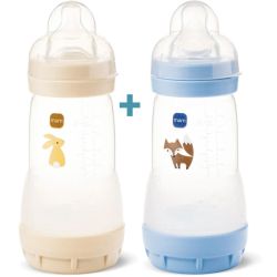 MAM Biberon Easy Start Anti-colique 260ml 2+ mois Sable et Océan Lot de 2 – Réduction des coliques