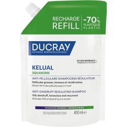 Ducray Kelual Squanorm Shampooing Traitant Régulateur Anti-Pelliculaire - Éco-Recharge de 400 ml