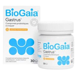 BioGaia® Gastrus® Comprimés Probiotiques Équilibre Flore Intestinale Mandarine - 30 Comprimés à Croquer