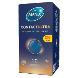 Manix Contact Préservatifs Ultra-Fin + Extra Lubrifié - 20 préservatifs