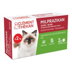 Clément Thékan Milprazikan 16 mg/40 mg Antiparasitaire - 2 Comprimés pour Chat