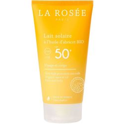 La Rosée Lait Solaire à l'Huile d'Abricot Bio SPF50+ 150ml - Protection solaire visage et corps, protège, hydrate, sublime