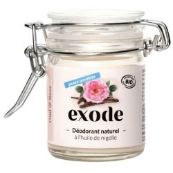 Exode Déodorant Baume Bio Peaux Sensibles à l'Huile de Nigelle 50g Oud & Rose – Efficacité 48h