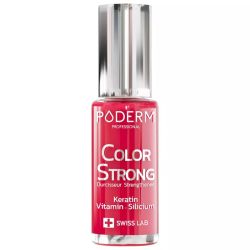 Poderm Color Strong Vernis Durcisseur - 8ml - Couleur : Rouge Rose - Renforce, protège et sublime les ongles