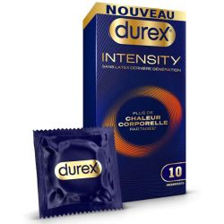 Durex Intensity Préservatifs Sans Latex Chaleur Corporelle Partagée 10 Préservatifs – Extra lubrifiés