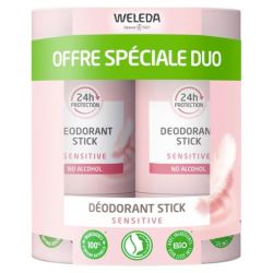 Weleda Déodorant Stick Sensitive - Lot de 2 x 50 g - Protection douce pour peaux sensibles