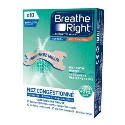 Breathe Right Bandelettes Nasales Menthol Moyen - 10 Unités