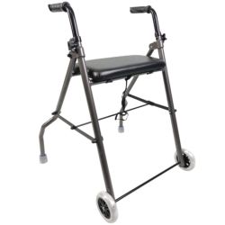 Euromedis Rollator 2 Roues Ultra Léger en Aluminium Gris – Aide à la marche