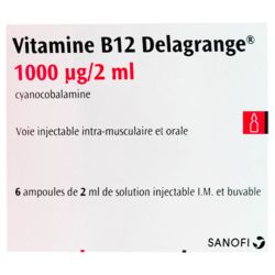 Bayer Vitamine B12 Delagrange 1000μg/2ml - 6x2 ml - Carence en vitamine B12