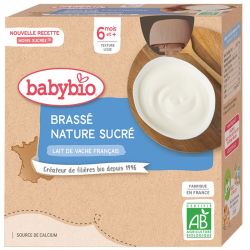 Babybio Gourde Brassé Nature Sucré +6m Bio - 4 x 85g