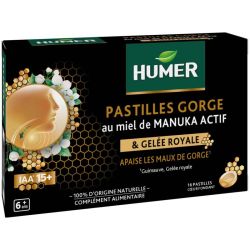 Humer Pastilles Gorge au Miel de Manuka 15+ & Gelée Royale - 16 Pastilles
