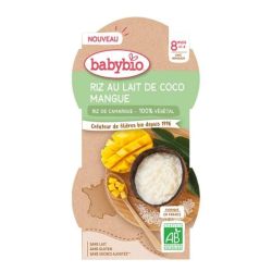 Babybio Riz au Lait de Coco Mangue +8m Bio - 2 x 100g