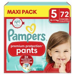 Pampers Premium Protection Pants - Taille 5 (12-17kg) - 72 couches-culottes - Protection anti-fuites 360°
