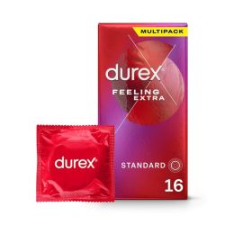 Durex Feeling Extra Préservatifs Fins et Lubrifiés x16