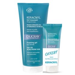 Ducray Keracnyl Gel Moussant Peaux Grasses à Tendance Acnéique 200ml + Gel Moussant 40ml Offert