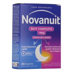 Novanuit Nuit Complète 1.9mg Mélatonine Sommeil de Qualité - 20 Comprimés