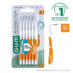 GUM Bi-Direction Brossette Interdentaire Taille 2 0.9 mm 6 unités - Hygiène bucco-dentaire quotidienne