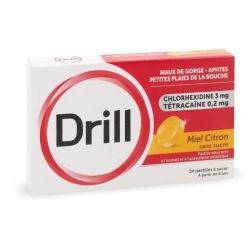 Drill Miel Citron sans sucre pastille à sucer boite de 24 pastilles