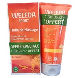 Weleda Huile de Massage à l'Arnica 200 ml + Gel Douche Arnica 200 ml Offert