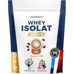 Nutri&Co Whey Isolat Native - 900 g - Goût : Café - Ultra pure, hautement concentrée et assimilable