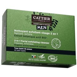 Cattier Men Nettoyant Exfoliant Visage Solide 2en1 Bio 85g – Pureté et éclat