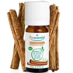 Puressentiel Huile Essentielle Cannelle de Ceylan Bio 5 ml – Stimulant général et assainissant puissant