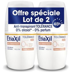 Etiaxil Anti-Transpirant Déodorant Roll-On Tolérance Peaux Sensibles 48H - 2 x 50ml