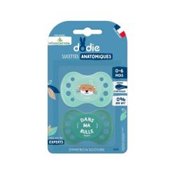 Dodie Reforest'Action Lot de 2 Sucettes Anatomiques - En Silicone - 0/6 Mois - Loutre