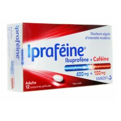 Ipraféine 400/100mg 12 comprimés - Ibuprofène + Caféine