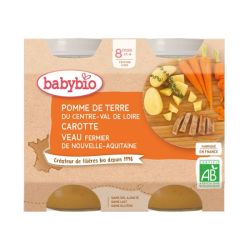 Babybio Petit Pot Pomme de Terre Carotte Veau 8 mois - 2 x 200g