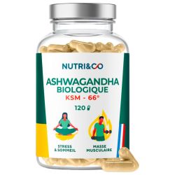 Nutri&Co Ashwagandha Bio - KSM-66 - 120 Gélules - Gestion du stress et vitalité physique