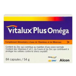 Alcon Vitalux Plus Oméga - Complément Alimentaire à Visée Oculaire - 84 capsules