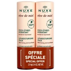 Nuxe Rêve de Miel Stick Lèvres Hydratant - Lot de 2 x 4 g - Nutrition et douceur pour lèvres abîmées