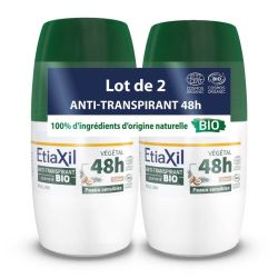 Etiaxil Anti-Transpirant Végétal 48h BIO Roll-On - Lot de 2 x 50ml