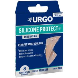 Urgo Silicone Protect + -  8 Pansements prédécoupés format médium - Tenue 48h