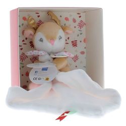 Doudou et Compagnie Mini Doudou Renne Élea Mouchoir - Boîte Avec Doudou De 20 Cm