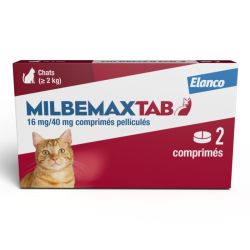 ELANCO MilbemaxTab Chats de plus de 2 kg - Boîte de 2 comprimés pelliculés sécables