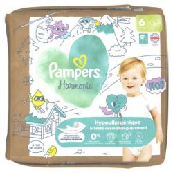 Pampers Harmonie Couches Taille 6 + de 13kg - 27 couches – Peaux sensibles et 12h au sec