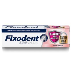 Fixodent Pro Plus Barrière Anti-Particules Crème Adhésive Prothèse Dentaire Arôme Neutre - 40g
