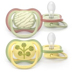 Philips Avent Pacifier Ultra Air Sucettes Orthodontiques en Silicone +18 Mois - 2 Sucettes couleurs de la nature