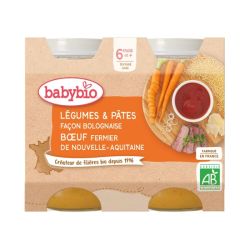 Babybio Petit Pot Légumes Pâtes Bolognaise Bœuf 6 mois - 2 x 200g