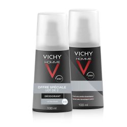 Vichy Homme Déodorant Ultra-Frais 24H Spray - Lot de 2 x 100 ml - Peaux Sensibles